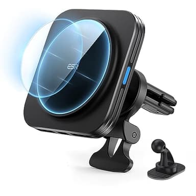 ESR Caricabatterie da Auto MagSafe, Caricatore Wireless Magnetico da 15W, Supporto per iPhone 16/15/14/13, Galaxy S25 Series, per Il cruscotto/Bocchetta dell'Aria, Ricarica Rapida, Nero