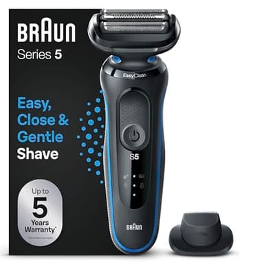 Braun Series 5 Regolabarba Uomo, Rasoio Elettrico Barba, Rifinitore Di Precisione EasyClick, EasyClean, Wet&Dry, Ricaricabile, Rasoio A Lamina Senza Fili, Idea Regalo 51-B1200s Blu