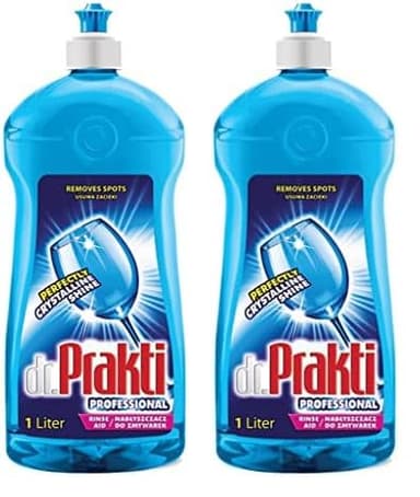 dr.Prakti Brillantante per lavastoviglie, dà lucentezza alle stoviglie, non lascia aloni, facilita l'asciugatura, 1 l (Confezione da 2)