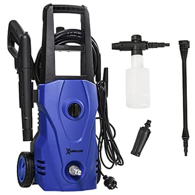 DURHAND Idropulitrice ad Alta Pressione 1600W con Ugello Regolabile e Kit Pulizia, Idropulitrice Professionale, Rame e Alluminio, 130 Bar, Portata Max 390 l/h, per Auto Casa Giardino, Blu e Nero