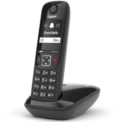 Gigaset AS690 Telefono Portatile Cordless con Vivavoce Alta Qualità, Tastiera Illuminata ed Ampio Display, Black List, Lista Chiamate Fatte, Ricevute e Perse, Nero [Versione Italiana]