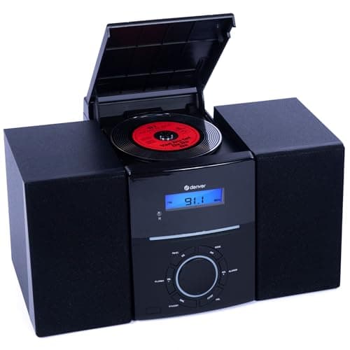 Denver MCA-240 – Impianto stereo casa con lettore CD HiFi, radio FM, sveglia doppia, AUX, telecomando incluso – Mini stereo compatto per casa