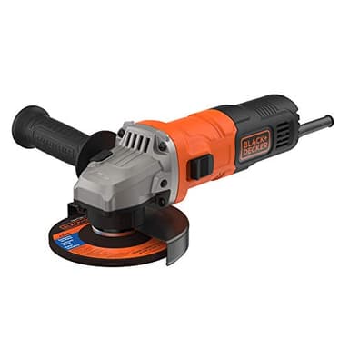BLACK+DECKER Smerigliatrice angolare elettrica da 710W 115 mm, avviamento graduale, interruttore di blocco, impugnatura a tre posizioni, a filo, BEG010-QS