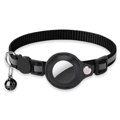 Collare Gatto GPS, Collari Gatti Antistrozzo Riflettente con Campanellino, per Gatti e Fascia Elastica per Cani di Piccola Taglia e Gattini, per Localizzatore Il Tuo Animale Domestico (Nero)