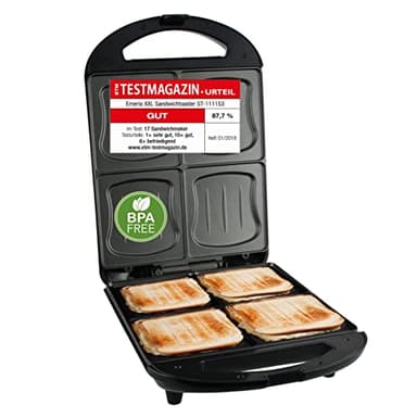 EMERIO Tostapane XXL per tostapane Tostapane Tostapane per tutte le dimensioni di tostato, 4 grandi forme di conchiglia per tutta la famiglia, non sbava, senza BPA, 1300 Watt, 4 pezzi