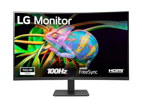 LG 32MR50C Monitor Curvo 32" Full HD LED VA, 1920x1080, 5ms (GtG), AMD FreeSync 100Hz, 2x HDMI 1.4 VRR (HDCP 1.4), VGA, AUX, Schermo Antiriflesso, Flicker Safe, Nero