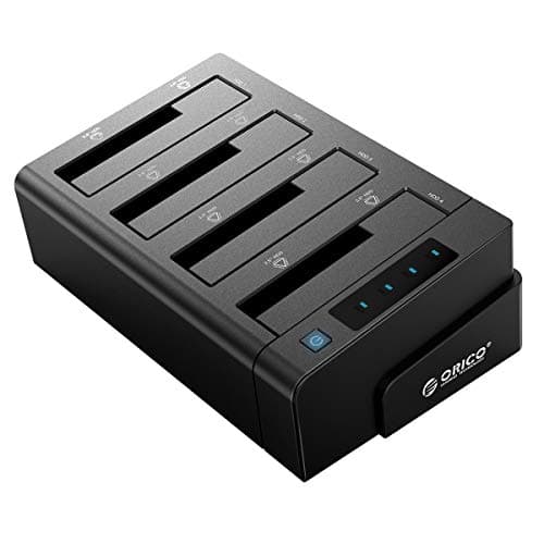 ORICO 4-bay USB 3.0 Hard Disk Docking Station USB3.0 Dock HDD SATA Non in Linea Clone Funzionare Hard Disk HDD/SSD da 2,5 e 3,5 Pollici 12V6.5A Power Adapter 4*10=40TB - Nero