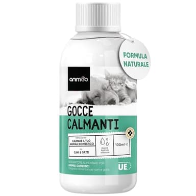 Gocce Calmanti per Cani e Gatti da 100ml - Formula Calmante per Cani e Gatti Anti Stress, Rilassante - Tranquillante per Cani e Gatti con Vitamina D3, Vitamina E, Vitamina B6, Calcio, Zinco, Taurina