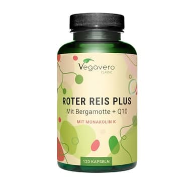 Riso Rosso Fermentato | 2,9 mg di Monacolina K | Con Coenzima Q10, Bergamotto e Carciofo | Salute Cardiovascolare e Controllo dei Lipidi | Vegan | No OGM | Vegavero®