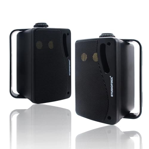 STUDIOFINIX Altoparlanti Bluetooth da 3,5 pollici a 3 vie 200W, altoparlanti marini impermeabili con montaggio a parete, griglia resistente, perfetti per casa, barca, patio (nero)