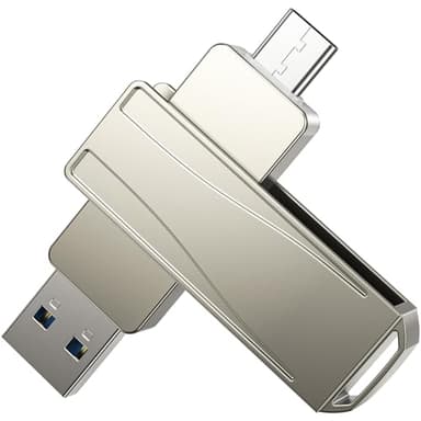 FEBNISCTE Chiavetta USB C 128 GB Dual USB 3.0/C, Doppio Corpo in Metallo con Anello Portachiavi, OTG 100 MB/S, Design Girevole 2 in 1