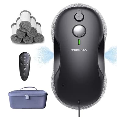 Tosima W3 Robot Lavavetri - Automatico a Spruzzo Bidirezionale con Triplo Sistema di Sicurezza,Navigazione Intelligente,Telecomando,per Tutte le Superfici Lisce,con 12 Panni (6Paia)