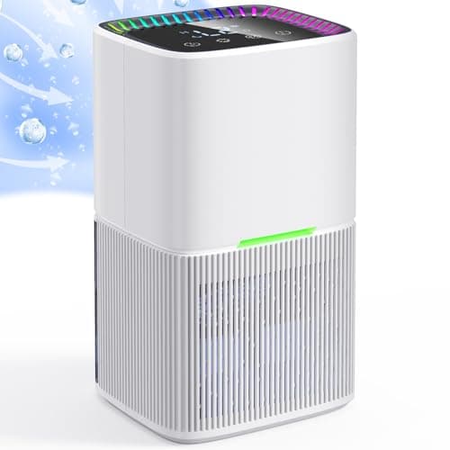 TUKIMA Deumidificatore Casa Muffa 1.8L, Deumidificatore Portatile Piccolo Elettrico Silenzioso con Timer,Sbrinamento/Spegnimento Automatico,7 Colori Luce per Casa, Bagno, Armadio, Camere da Letto, RV