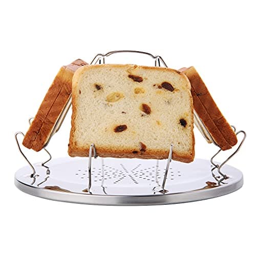SEIYOGDS 4 Fette Teglia per Toast Griglia per Toast, Tostapane da Campeggio con Supporto Pieghevole, Supporto per Toast Pieghevole Portatile per Picnic in Famiglia con Fornello a Gas All'aperto