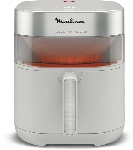 Moulinex Easy Fry Infrared, Friggitrice ad Aria 7L, Tecnologia Infrarossi, Doppia resistenza, Pannello Digitale, Lavabile in Lavastoviglie, Finestra di Osservazione, 8 Modalità, App Ricette,EZ831G