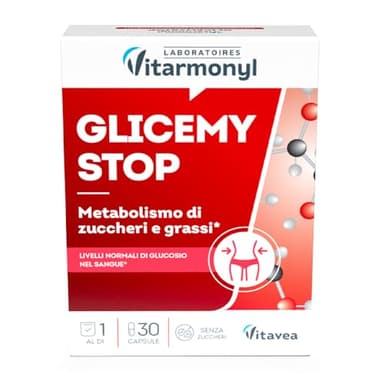 Glicemy Stop - Integratore Alimentare con Cromo - Supporta il Metabolismo di Zuccheri e Grassi - 30 Capsule Senza Zuccheri - Vitarmonyl