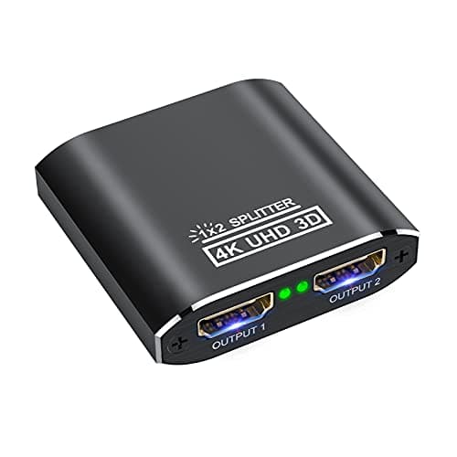 Splitter HDMI 1 in 2 Out - 4K a 2 vie, Switch alimentato in alluminio per PS4 Xbox Sky Box Fire Stick, lettore DVD HDTV proiettore