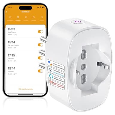 SURFOU Presa Smart WiFi, Presa Elettrica Intelligente Italiana Tipo L con Timer, Compatibile con Alexa e Google Home, Funzione Temporizzata Domotica con Misuratore di Consumo, App Smart Life/Tuya,16A