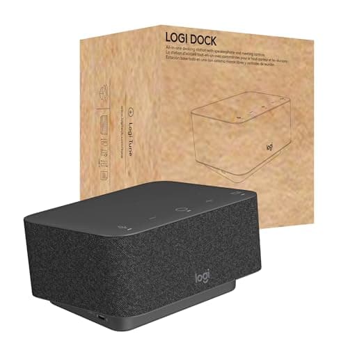 Logitech Logi Dock, docking station all-in-one usb c, speakerphone, cuffie con microfono con cancellazione del rumore, bluetooth, hdmi, Windows/macOS, per Zoom, Google Meet, Google Voice, Grafite
