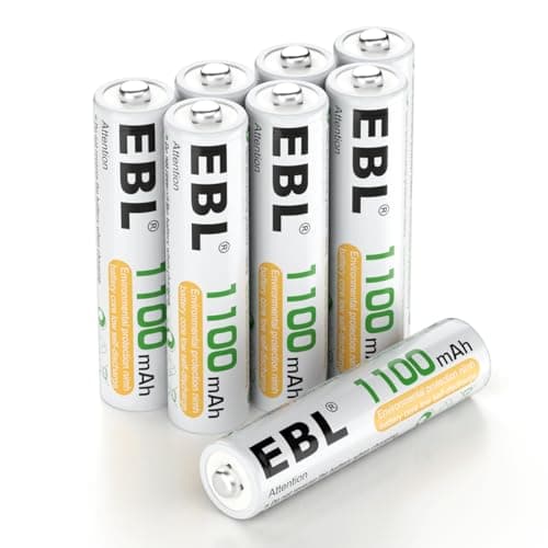 EBL 1.2V AAA Batterie Ricaricabili con 1200 Tech,Pile Ricaricabili da 1100mAh Ni-MH con Comodo Astuccio,Confezione da 8 pezzi
