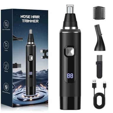 Brigin Tagliapeli Naso e Orecchie Professionale Indolore,Tagliapeli per Naso IPX7 impermeabile e facile da pulire,Ricaricabile USB Rasoio Professionale Trimmer