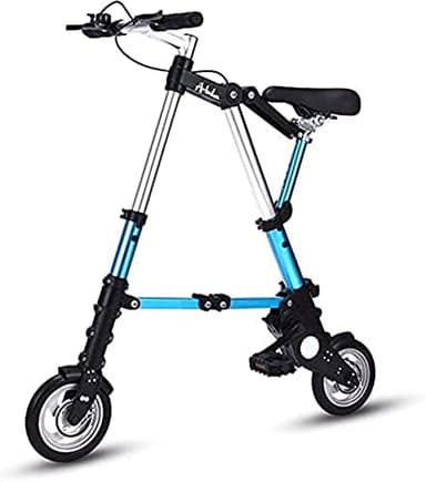 ZLYJ Bici Pieghevole 8 Pollici, Bici Pieghevole in Alluminio Leggero, Bici Città Regolabile Comoda, Telaio in Alluminio, Bici Viaggio All'aperto per Uomini Donne Blue