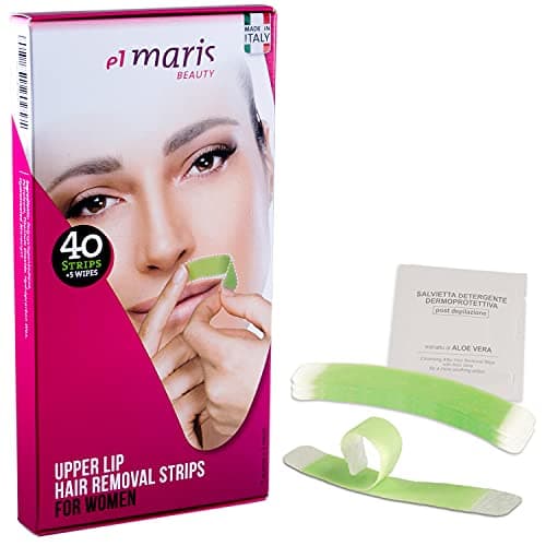 ELMARIS - Strisce Depilatorie Baffetti - Cera a Freddo - Sagomate, Modellabili - Delicate - per Tutte le Pelli - Facili da Utilizzare a Casa - 40 strisce
