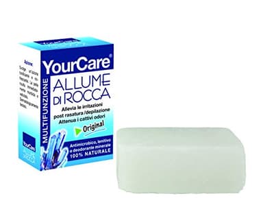 YourCare Scatolina Allume di Rocca Original 100g - Multiuso Deodorante Uomo e Donna Naturale per Ascelle, Deodorante Fresh con Azione Purificante, Assorbi Umidità e irritazioni rasatura.