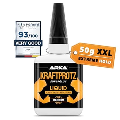 50 g di colla istantanea extra forte | Con punta anti-asciugatura inclusa | KRAFTPROTZ | Colla super liquida | Utilizzabile universalmente per incollare plastica, vetro, legno, pietra, metallo e altro