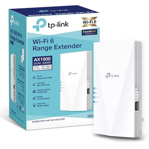 (Ricondizionato)TP-Link RE500X Ripetitore WiFi 6 AX1500Mbps, Amplificatore WiFi Potente per Casa, WiFi Extender, 1 Porta Gigabit Ethernet, Compatibile con Tutti i Box Internet