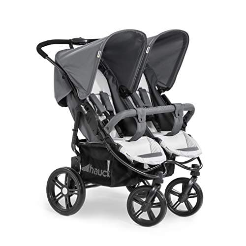 hauck Roadster Duo SLX Passeggino Gemellare - Passeggino Doppio Dalla Nascita Fino a 30 kg, Compatibile con Navicella Morbida 2in1 - Pieghevole, Compatto - Grigio, Argento