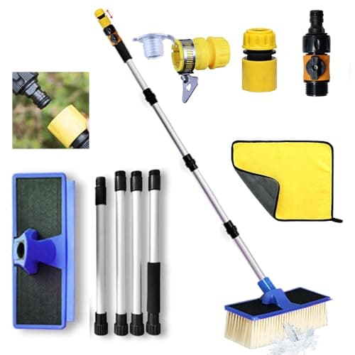 Spazzola Lavaggio Auto,idrospazzola per Auto,Spazzola per Lavaggio Auto con connettore dell'Acqua,idrospazzola con Manico telescopico 168cm,per Caravan, Auto, Camion, Autobus, furgoni