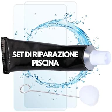 Amapool Kit di Riparazione per Piscina, 4 componenti I Adesivo subacqueo I Set di Riparazione Subacquea I per superfici asciutte e bagnate I Riparazione Piscina Fuori Terra