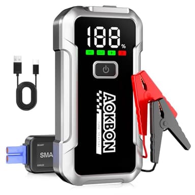 AOKBON Avviatore Batteria Auto 4000A 16800mAh Portatile Avviatore Emergenza per Moto 12V Starter Batteria Auto per Fino a 10.0L Ges o 9.0L Diesel con Torcia a LED e Schermo LCD
