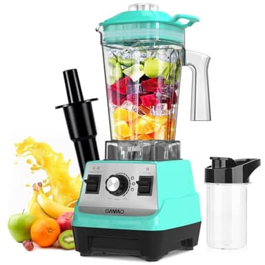 OMMO Professionale Frullatore 1800W, 1.8L Frullatore per Frullati e Smoothie, Tazza da Asporto da 300 ml, Regolazione libera della velocità, Lavabile in lavastoviglie, 24000 giri/min, senza BPA