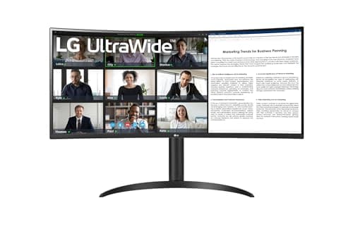 LG 34WR55QC-B - Monitor UltraWide 34 Pollici, Schermo Curvo QHD, 21:9, Dynamic Action Sync, FreeSync, Nero