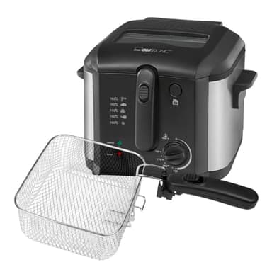 Friggitrice Clatronic® con capacità di 2,5 litri olio/grasso | con serbatoio dell'olio antiaderente | Friggitrice con 2 spie luminose | incl. Finestre di visione e filtri odori e grassi | FR 3649