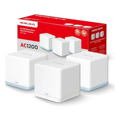 Mercusys TP-Link Halo H1200G(3-pack) WiFi Mesh Dual Band AC1200Mbps, Porte Ethernet Gigabit, 3 Pezzi con Copertura Fino a 320㎡, Beamforming, MU-MIMO, Modalità Router e Access Point