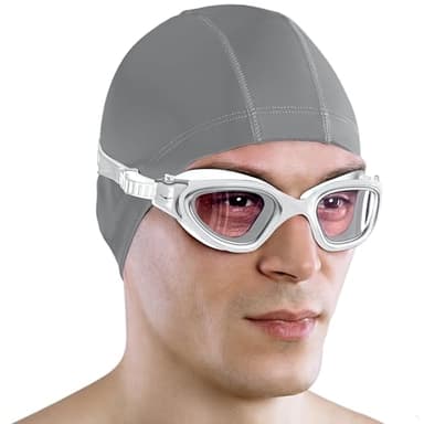 AqtivAqua Occhialini Nuoto Adulto Donna Uomo Bambini Occhiali Antiappannamento Mare Piscina DX-S (Argento Metallico, Custodia Argento, Lente Chiara)