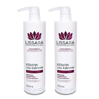 LISSARA - Set Shampoo e Balsamo Ristrutturante Capelli danneggiati, alla Cheratina - Maschera Capelli Ristrutturante senza Solfati senza Silicone o Parabeni - MADE IN FRANCE - 1000ml