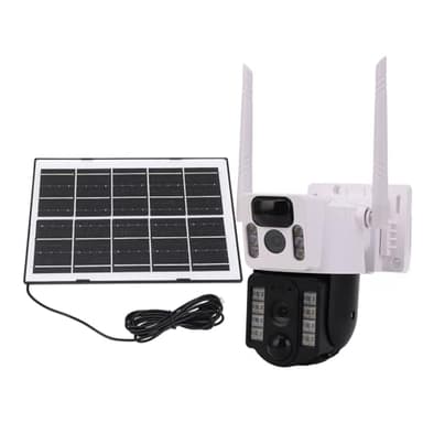 Telecamere di Sicurezza Solari 4G 2K Vista a 360° Telecamere Esterne PTZ a Doppio Obiettivo per Esterni a Colori con Pannello Solare da 7,5 W, Telecamera Impermeabile per Esterni