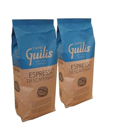 CAFES GUILIS DESDE 1928 AMANTES DEL CAFE Caffè Decaffeinato Intenso in Grani - Miscela 100% Naturale - 2 Kg - Caffè Espresso Senza Caffeina