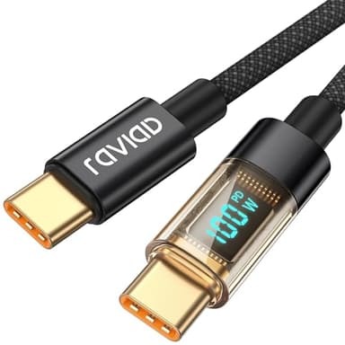 RAVIAD Cavo USB C USB C 100W 2M Cavo USB Type-C PD 5A Ricarica Rapida Cavo Tipo C con E-Mark Chip per iPhone 16/15/15 Pro/15 Pro Max, Samsung Galaxy S24/S23/S22, MacBook Pro, Pad Pro, Google Pixel
