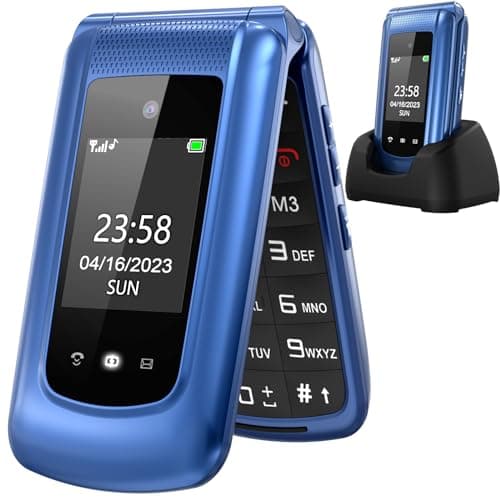 uleway Telefono Cellulare per Anziani con Tasti Grandi,Senior Telefoni per Persone Anziane,Volume alto,Funzione SOS,Pantalla 2.4+1.77",Base di ricarica e fotocamera(Blu)