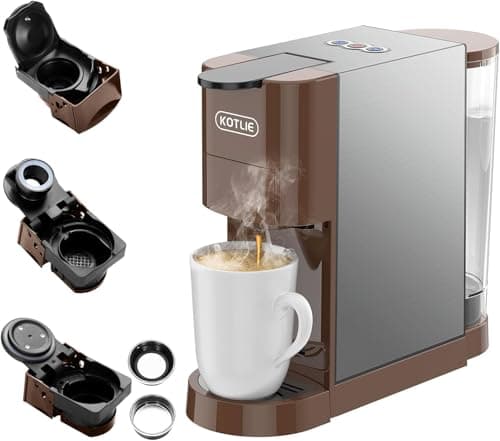 KOTLIE AC-513H 4 in 1 Macchina da caffè, 3 altezze regolabili, non solo per caffè macinato, ESE Pad(44 mm), ma anche compatibile con l'uso di capsule di varie marche