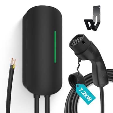 Morec Wallbox Stazione di Ricarica per Veicoli Elettrici Tipo 2 da 7KW, Caricabatterie per Auto Elettriche Monofase con Cavo di Ricarica da 6M