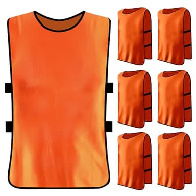 Allenamento Pettorina da Calcio (Set da 6 Pezzi), Pettorina Sport Riutilizzabile, Casacche Calcio, Sports Bibs per Calcio, Pettorine per Adulti, Basket e Giochi di Squadra, Taglia xl (Arancia)