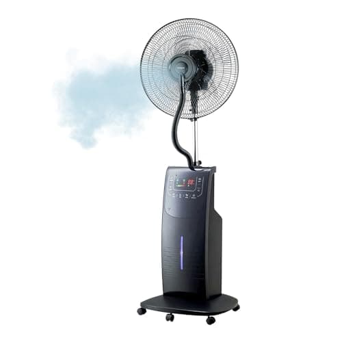 ATUM Ventilatore con Nebulizzatore ad Acqua Dotato di Ionizzatore Aroma e Repellente Zanzare con Display Digitale Touch 3 Velocità con Telecomando e Timer