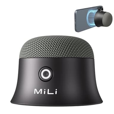 MiLi Piccolo Altoparlante Bluetooth MagSafe, Supporto iPhone 16/15/14/13/12, Impermeabile per Doccia, Montaggio su Carrello da Golf o Auto, Compatto e Portatile (Nero/1-Pack)