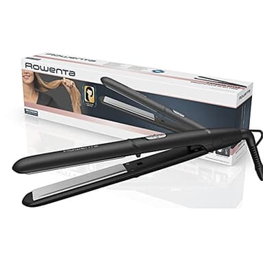 Rowenta SF1810 Express Style piastra, due impostazioni di temperatura da 180 a 210 °C, piastra flottanti, tempo di riscaldamento 45 secondi, Nero/Argento